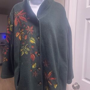 Bob Mackie Wearable Art Embroidered Fleece Coat – 1X